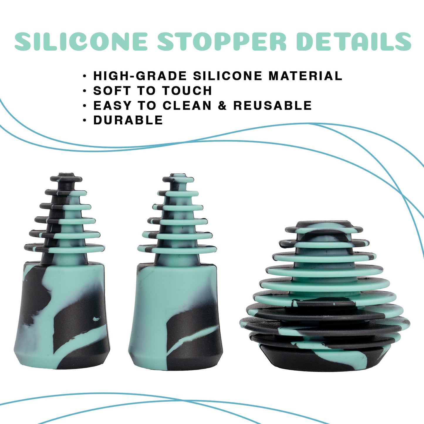 Glass Cleaning Plugs | 3pc Silicone Stoppers Set