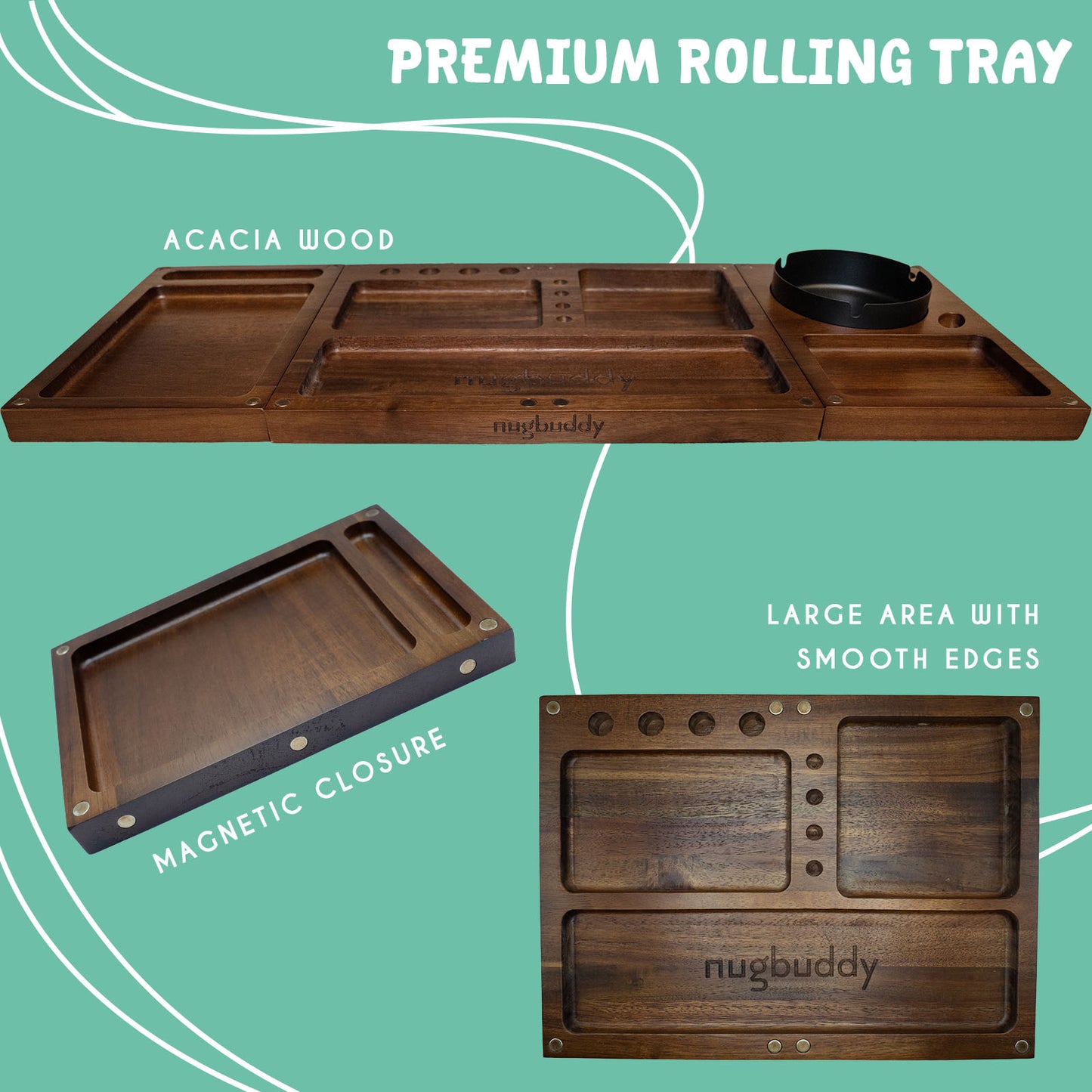 Wooden Rolling Tray - 3 in 1 Folding Design